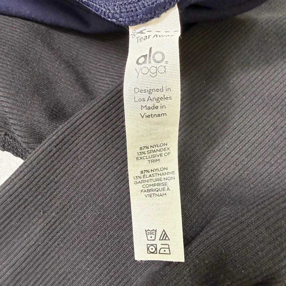 Alo Yoga High-Waist Goddess Leggings Women Small Navy Blue Black Ribbed Gym Run